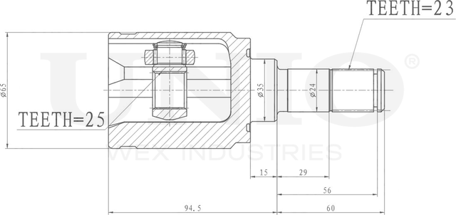 ШРУС внутренний (Unio). Артикул CVJ-30062