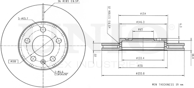 Диск тормозной (Unio). Артикул BRD-20004