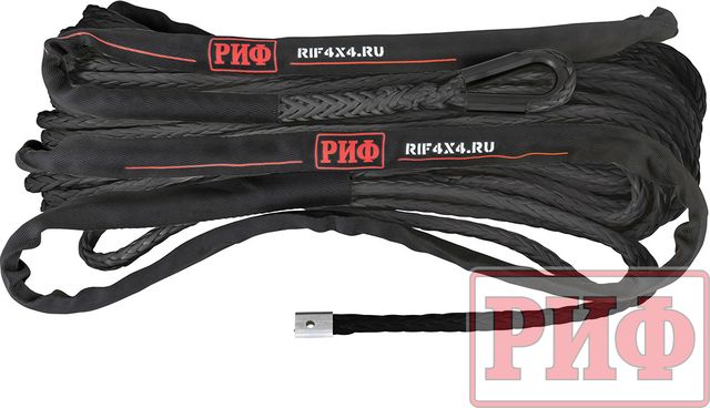 Трос синтетический РИФ для лебёдки 10 мм/26 м, черный (готовый). Артикул SR10BL