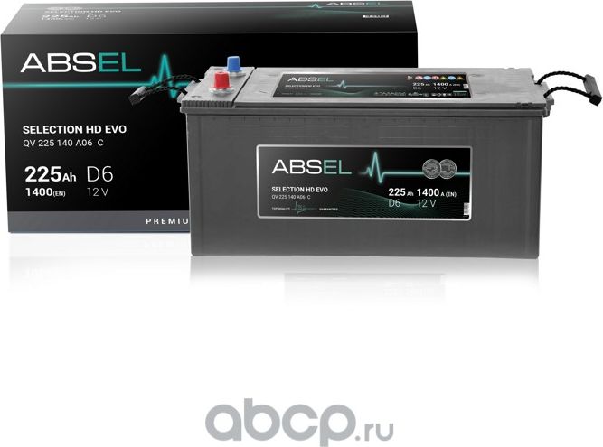 Аккумулятор ABSEL SELECTION HD EVO 12V D6 225Ah 1400A (3) ОП (грузовая) type EUR Absel. Артикул QV225140A06C