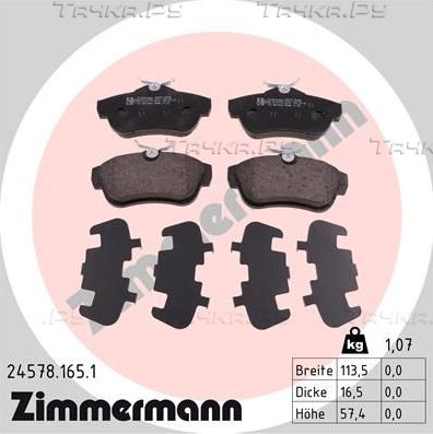 Тормозные колодки Zimmermann задние для Fiat Scudo II 2007-2016. Артикул 24578.165.1