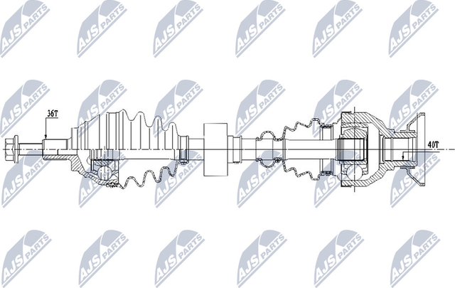 Полуось (привод в сборе, приводной вал) NTY. Артикул NPW-VW-157