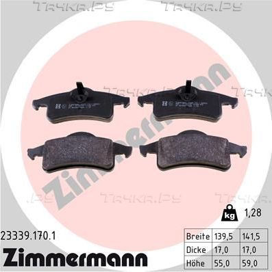 Тормозные колодки Zimmermann задние для Jeep Cherokee II (XJ) 1988-2001. Артикул 23339.170.1