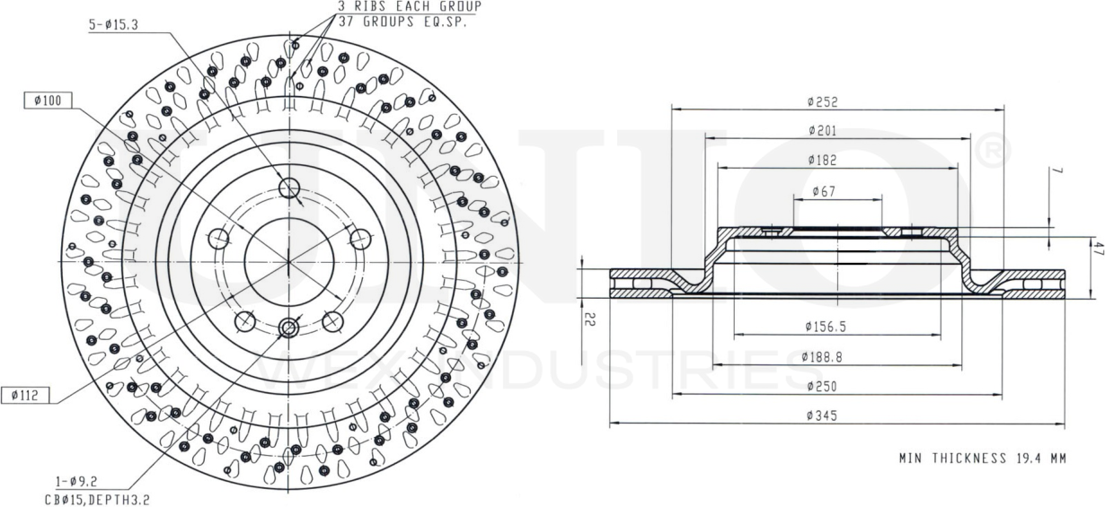 Диск тормозной (Unio). Артикул BRD-20598