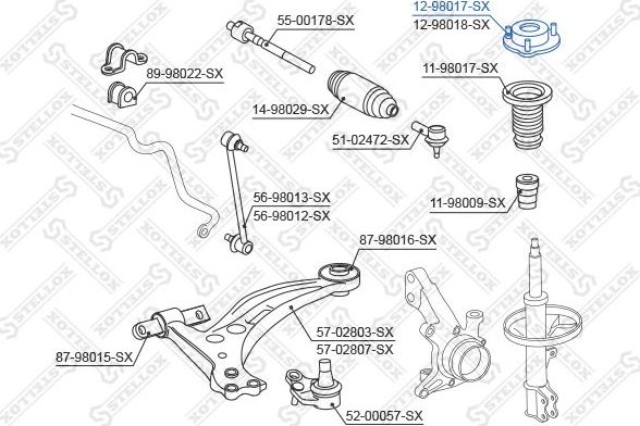 Опора амортизатора (стойки) Stellox. Артикул 12-98017-SX