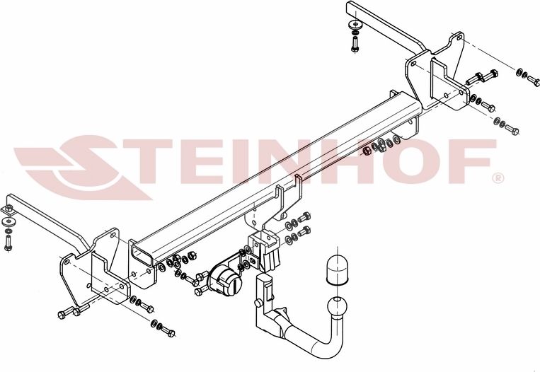 Фаркоп Steinhof для Fiat Doblo II (в т.ч. Maxi, кроме CNG) 2010-2026. Быстросъемный крюк. Артикул F-069