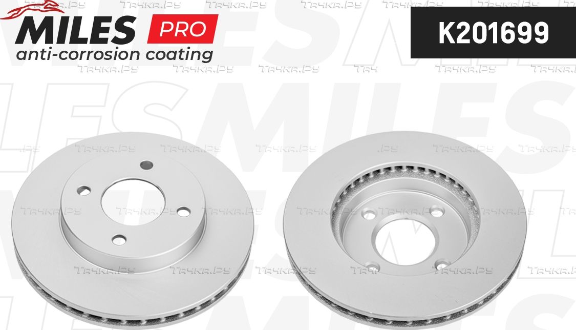 Тормозной диск Miles для Nissan Micra K12 2003-2010. Артикул K201699