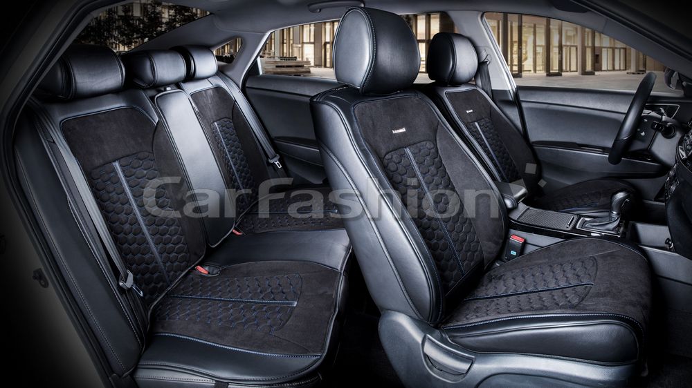 Накидки универсальные CarFashion Stalker Plus для авто, цвет Черный/Черный/Синий. Артикул 22423