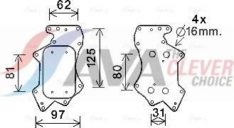 Радиатор масляный (маслоохладитель) для двигателя AVA (алюминий). Артикул AI3403