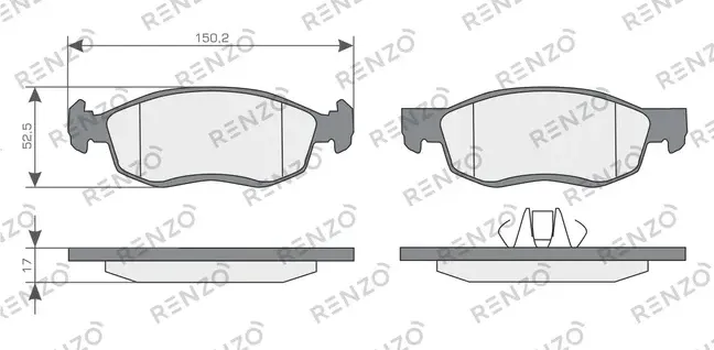 Тормозные колодки дисковые передние Dacia Logan 1.6 16V, 1.5dCi, 07 -, ATE (Renzo). Артикул RNZ058
