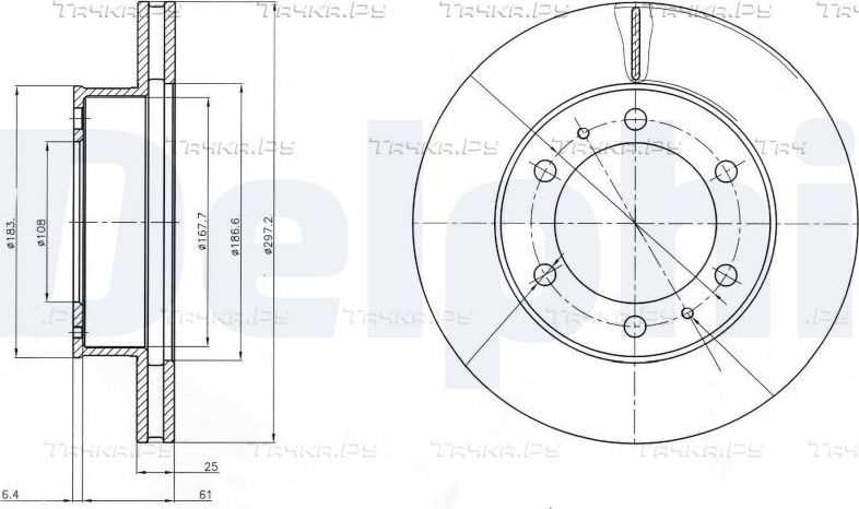 Тормозной диск Delphi передний для Toyota Fortuner I 2004-2015. Артикул BG4211C
