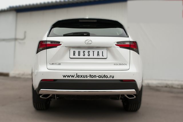 Защита RusStal заднего бампера d75х42 (дуга) для Lexus NX 200t F Sport 2015-2026. Артикул LNXZ-002143