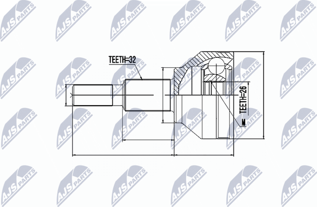 Шрус внутренний (граната) NTY передний для Dodge Journey I 2008-2026. Артикул NPZ-FT-054
