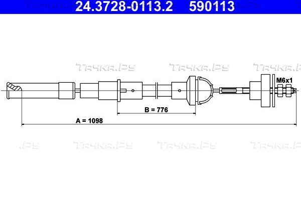 Трос сцепления ATE для Volkswagen Jetta II 1984-1991. Артикул 24.3728-0113.2