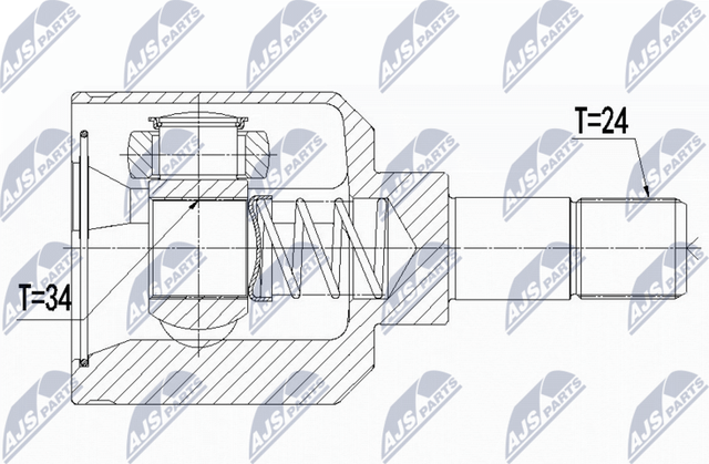 Шрус внутренний (граната) NTY для Citroen C-Elysee I 2012-2026. Артикул NPW-CT-056