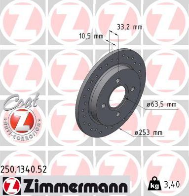 Тормозной диск Zimmermann SPORT Z. Артикул 250.1340.52