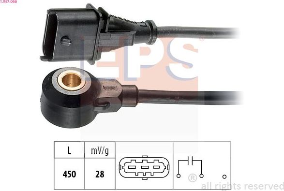 Датчик детонации EPS Made in Italy - OE Equivalent. Артикул 1.957.068