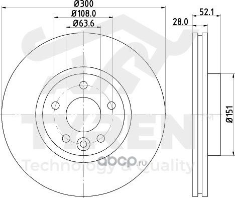 Тормозной диск (Tyren). Артикул TYR1012841