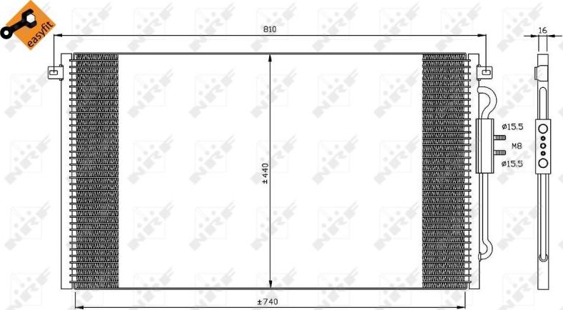 Радиатор кондиционера (конденсатор) NRF EASY FIT. Артикул 35406