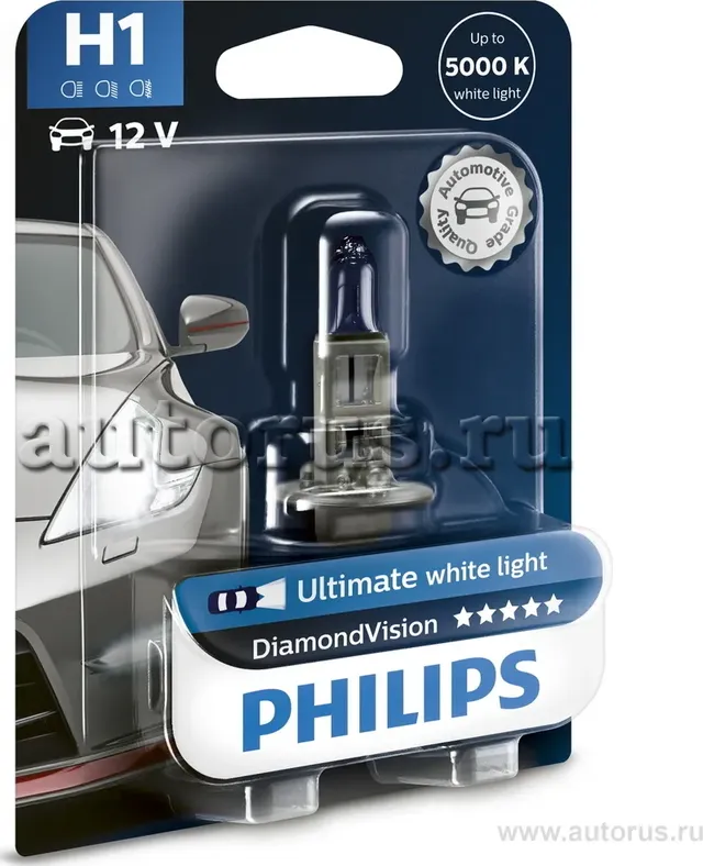 Лампа DIAMOND VISION 12V H1 55W P14,5s (блистер 1 шт) (Philips). Артикул 12258DVB1