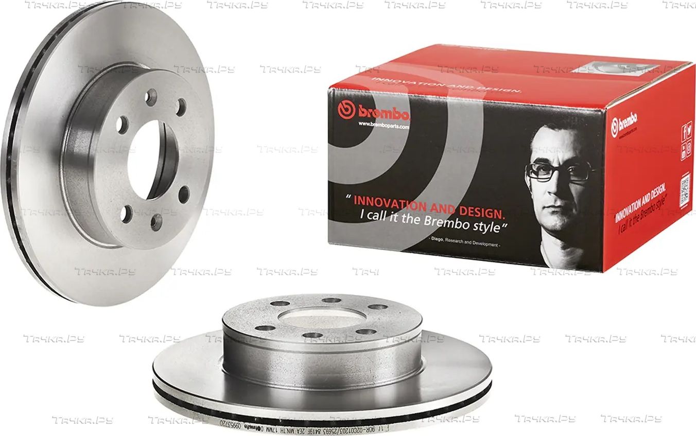 Тормозной диск Brembo передний для Hyundai Accent II 1999-2006. Артикул 09.9537.20