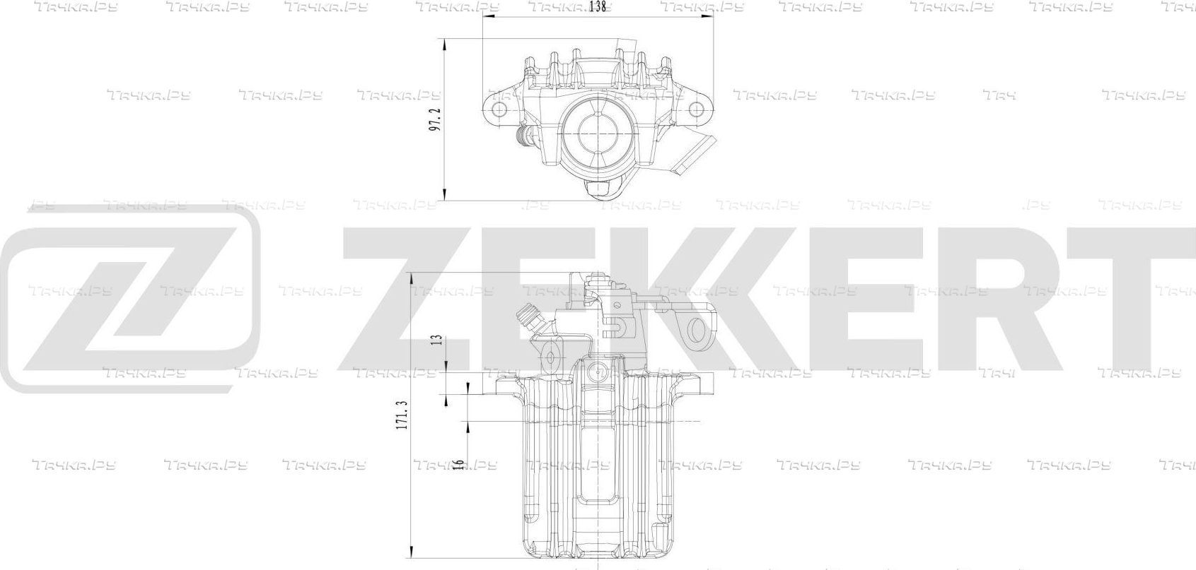 Тормозной суппорт Zekkert (алюминий) задний левый для Audi A3 I (8L) 1996-2003. Артикул BS-8302