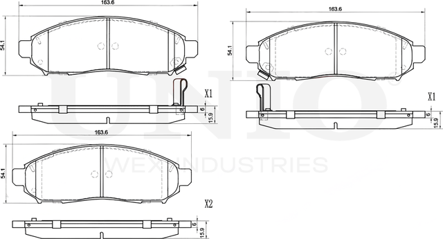 Колодки тормозные диск. передние Nissan Navara (D40) 04-, Murano (Z50) 02-, Pathfinder (R51M) 05- (Unio). Артикул BRP-20107