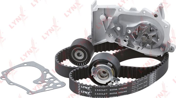 Помпа (водяной насос) с комплектом ремня ГРМ LYNXauto. Артикул PW-1361