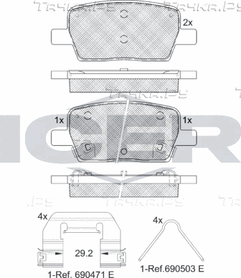 Тормозные колодки Icer задние для Cadillac CT6 I 2016-2026. Артикул 182278