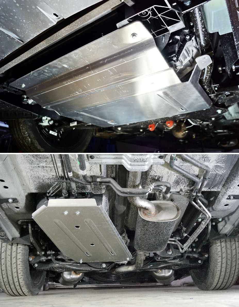 Защита алюминиевая ТСС (4 мм) для картера, КПП, бака и заднего редуктора Exeed VX 2021-2026. Артикул ZKTCC00528K