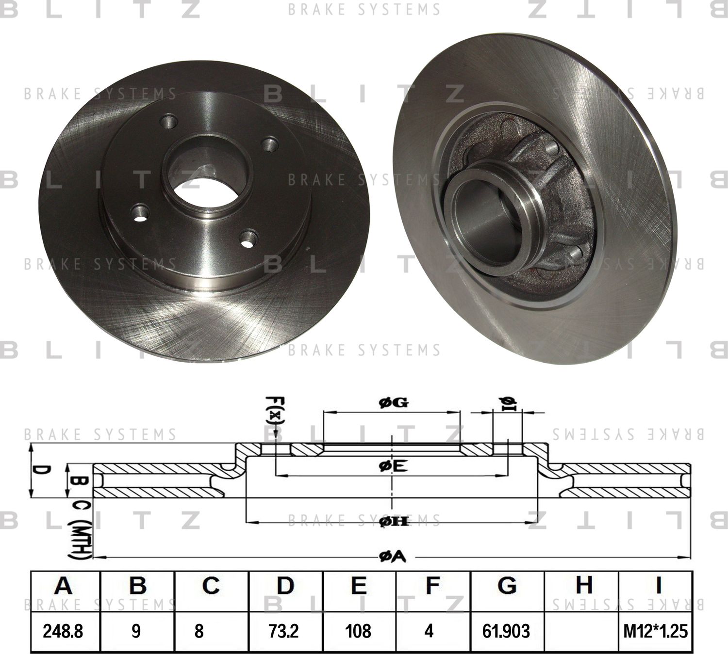 Диск тормозной PSA C4/308 08- задн. (Blitz). Артикул BS0260