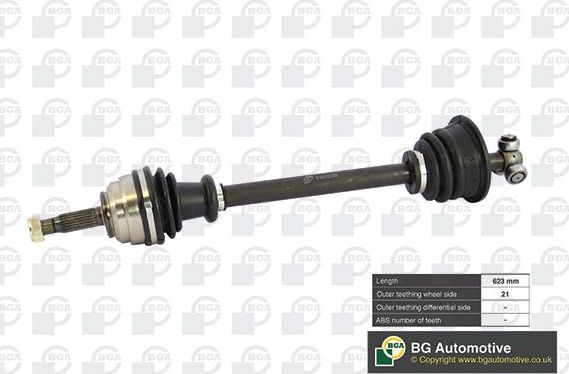 Полуось (привод в сборе, приводной вал) BGA передняя левая для Renault Kangoo I 1997-2009. Артикул DS7300L