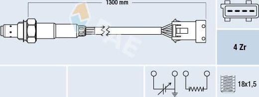 Лямбда-зонд (кислородный датчик) FAE. Артикул 77210