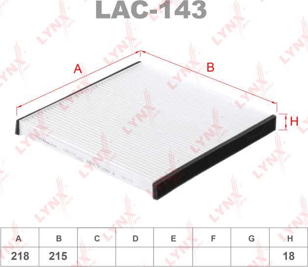 Салонный фильтр LYNXauto. Артикул LAC-143