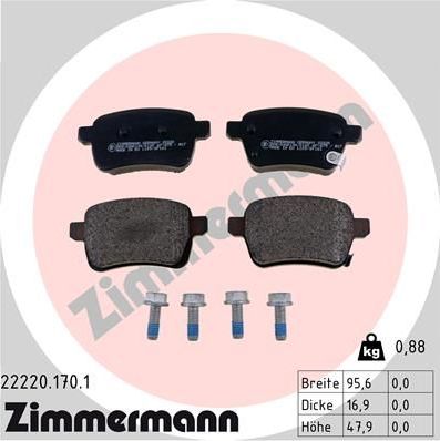 Тормозные колодки Zimmermann для Opel Adam I 2012-2019. Артикул 22220.170.1