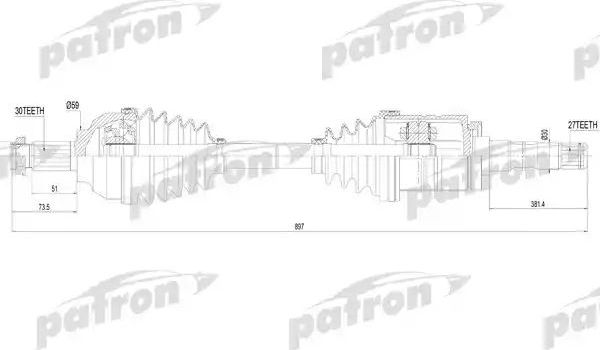 Полуось (привод в сборе, приводной вал) Patron. Артикул PDS4621