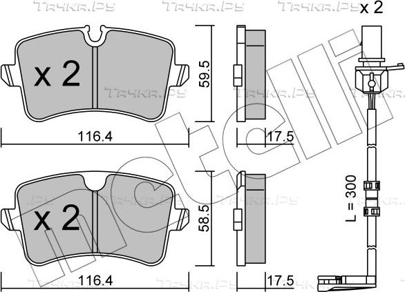 Тормозные колодки Metelli задние для Audi S8 III (D4) 2012-2018. Артикул 22-0955-1K