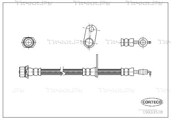 Тормозной шланг Corteco передний правый для Toyota Corolla E120, E130 2001-2007. Артикул 19033578