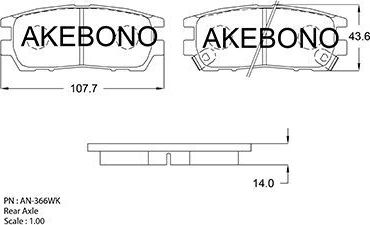 Тормозные колодки Akebono Standard. Артикул AN-366WK