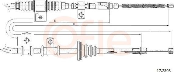 Трос ручника (тросик ручного тормоза) Cofle задний правый для Hyundai Pony X2 1989-1995. Артикул 17.2508