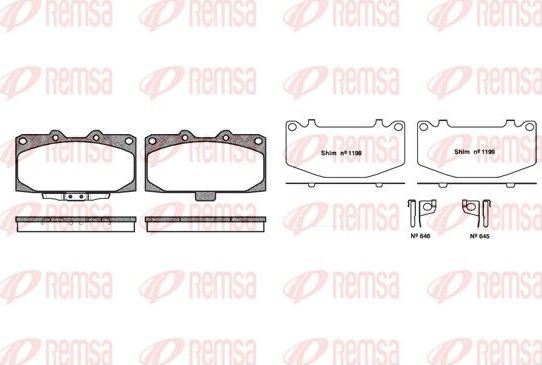 Тормозные колодки Remsa передние для Subaru Impreza I 1998-2000. Артикул 0599.12