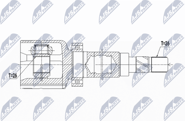 Шрус внутренний (граната) NTY передний правый для Volvo V50 I 2004-2012. Артикул NPW-FR-083