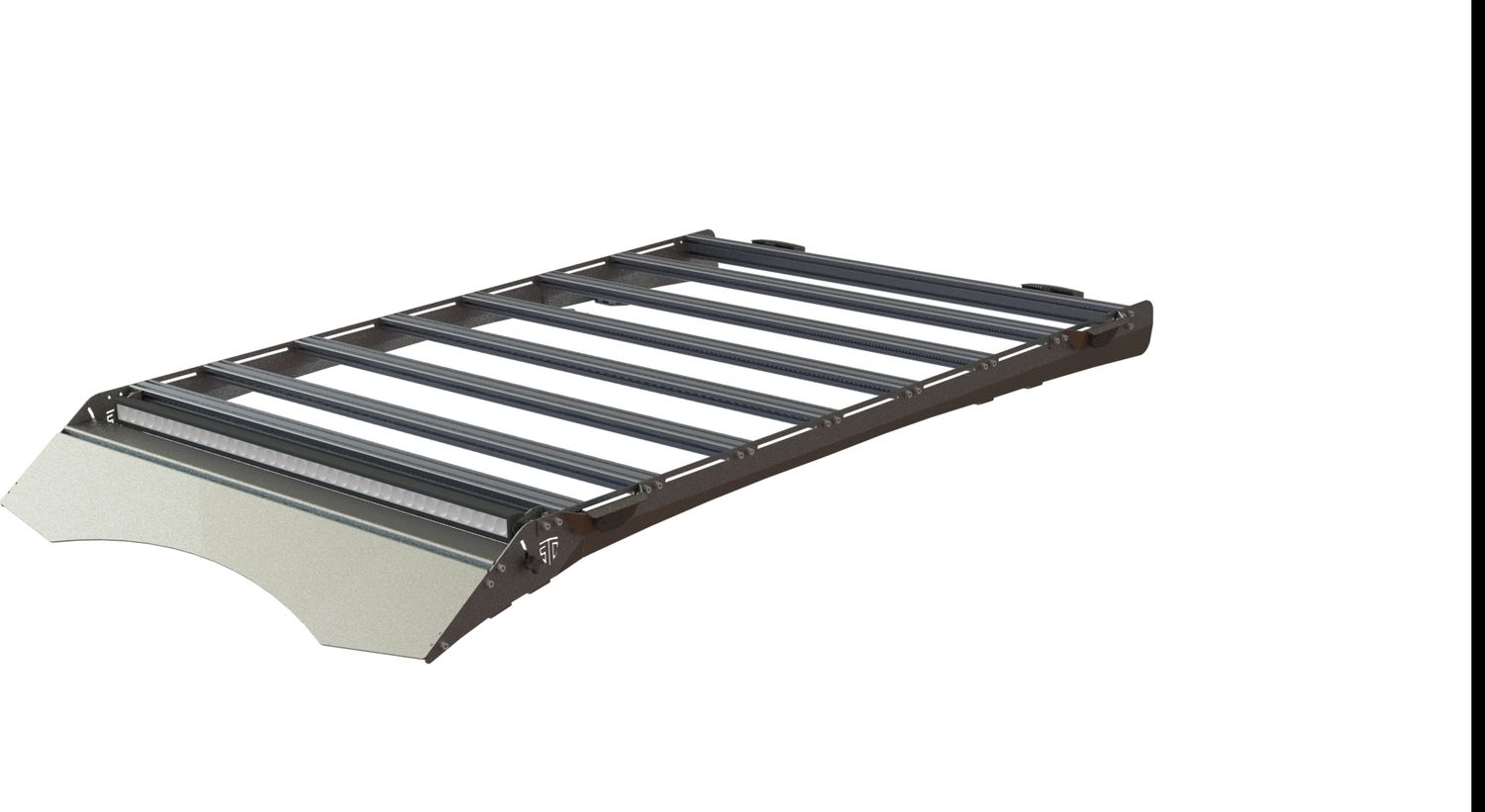 Экспедиционный багажник STC для Renault Duster I рестайлинг 2015-2020 Шторка дальний, рабочий и задний свет. Артикул STC-RDU/10-TR1-L1L2L3