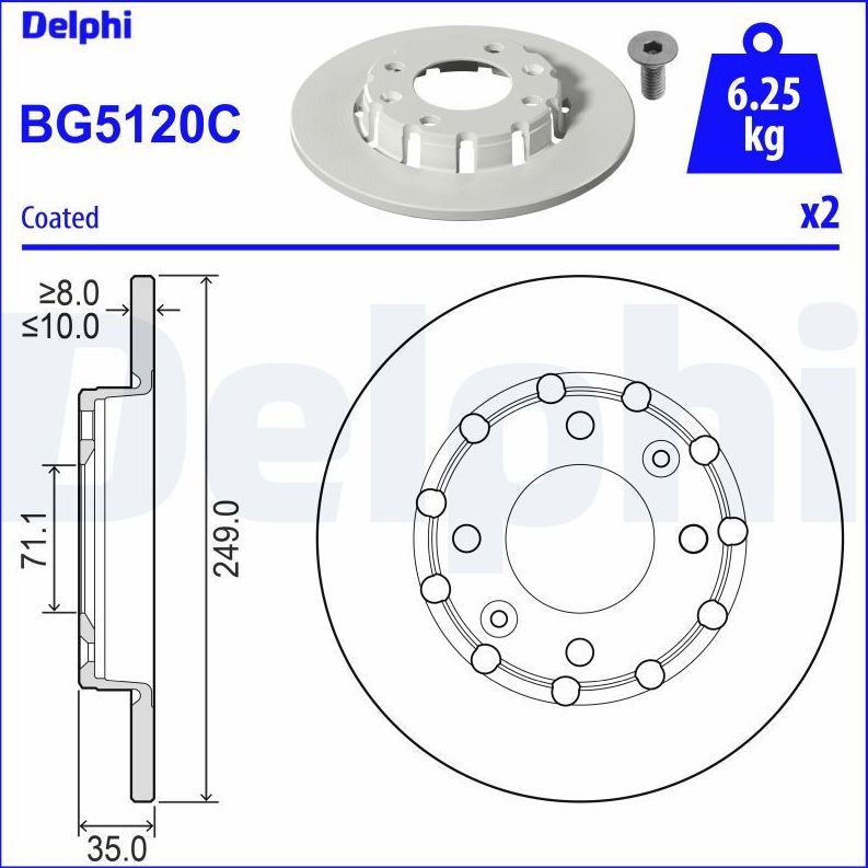 Тормозной диск Delphi. Артикул BG5120C