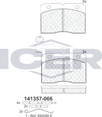Тормозные колодки Icer для IVECO Daily II 1989-1999. Артикул 141357