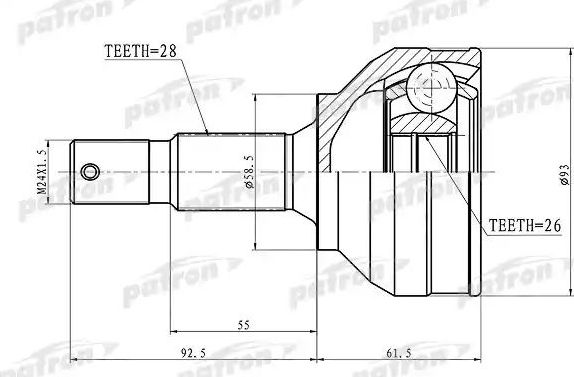 Шрус наружный (граната) Patron. Артикул PCV3115