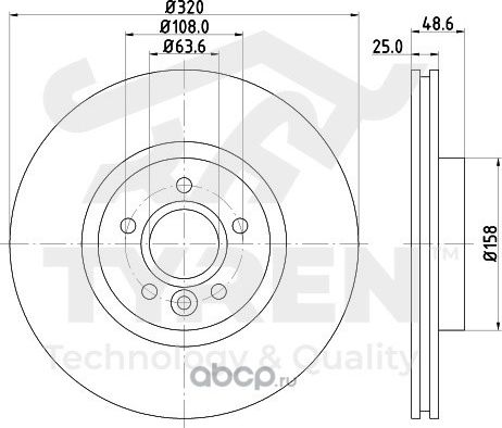 Тормозной диск (Tyren). Артикул TYR1021961