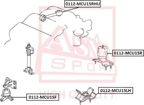 Подушка (опора) двигателя Asva. Артикул 0112-MCU15R