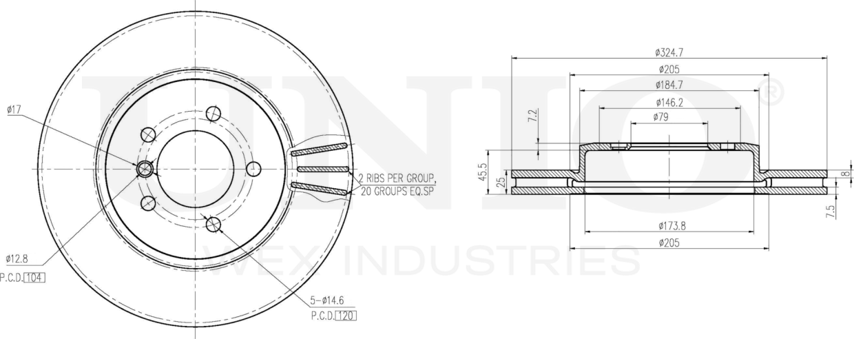 Диск тормозной (Unio). Артикул BRD-20544