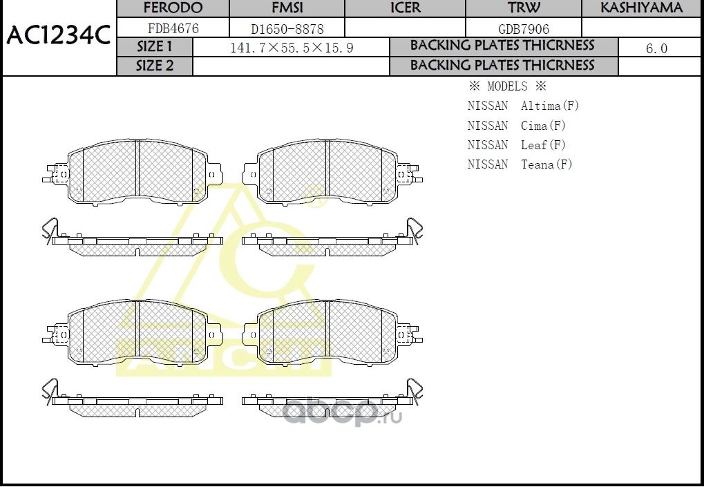 Тормозные колодки ANCHI AC1234C. Артикул AC1234C